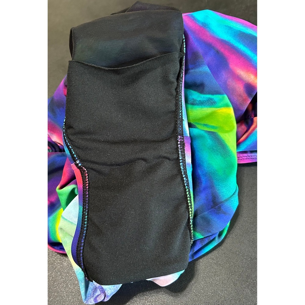 Longitude One Piece Swimsuit Sz 14 Multicolor Abstract Triple X Back Long Torso - Picture 10 of 11